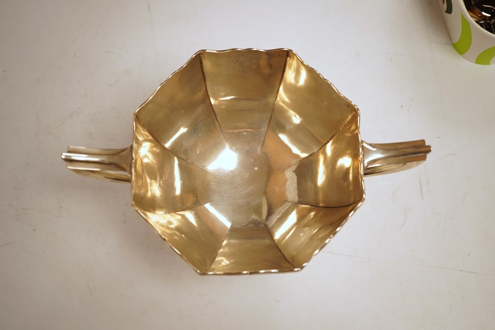 An Edwardian silver two handled pedestal presentation bowl, by Horace Woodward & Co, London, 1980, with later engraved inscription, height 12.7cm, 15.9oz.
